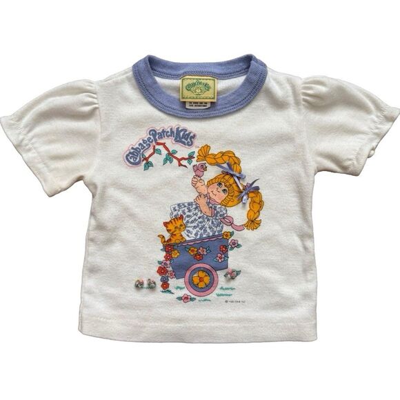 Vintage 1983 Cabbage Patch Kids Baby Tee Shirt 12 Mos Graphic Puff Sleeve USA - Picture 1 of 7